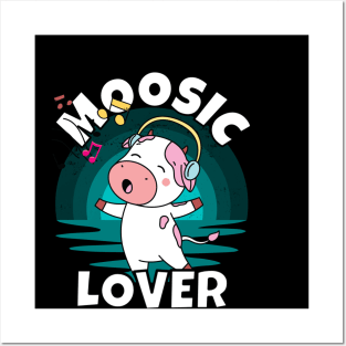 Singing Cow Sunset - Moosic Lover Posters and Art